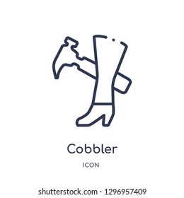 Linear cobbler icon from Edit tools outline collection. Thin line cobbler icon isolated on white background. cobbler trendy illustration