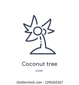 Linear coconut tree icon from Ecology outline collection. Thin line coconut tree icon vector isolated on white background. coconut tree trendy illustration