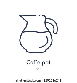 Linear coffe pot icon from Bistro and restaurant outline collection. Thin line coffe pot vector isolated on white background. coffe pot trendy illustration