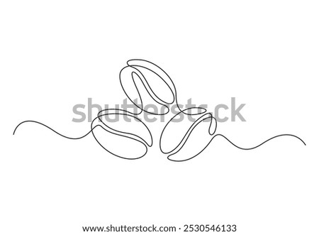 Linear coffee grain background continuous one line drawing of a coffee beans vector illustration