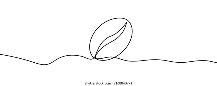 Linear coffee grain background. One continuous line drawing of a coffee bean. Vector illustration. Coffee bean icon isolated