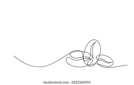 Linear coffee grain background. One continuous line drawing of a coffee bean template