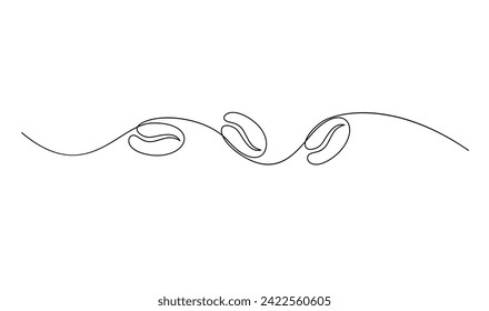 Fondo de grano de café lineal. Un dibujo de línea continua de una plantilla de grano de café
