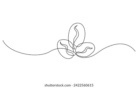 Linear coffee grain background. One continuous line drawing of a coffee bean template