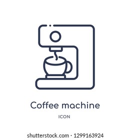 Linear coffee machine icon from Kitchen outline collection. Thin line coffee machine icon isolated on white background. coffee machine trendy illustration