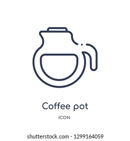Linear coffee pot icon from Kitchen outline collection. Thin line coffee pot icon isolated on white background. coffee pot trendy illustration