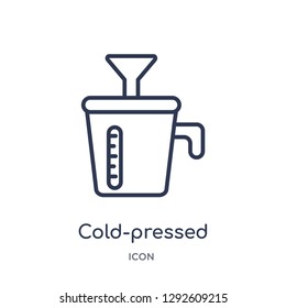 Linear cold-pressed juicer icon from Electronic devices outline collection. Thin line cold-pressed juicer icon vector isolated on white background. cold-pressed juicer trendy illustration