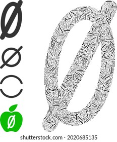 Icono de la noción de color lineal compuesto por elementos delgados en varios tamaños y tonos de color. Los elementos lineales se organizan en un icono de nope de collage vectorial abstracto. Se colocan los iconos de bonificación.