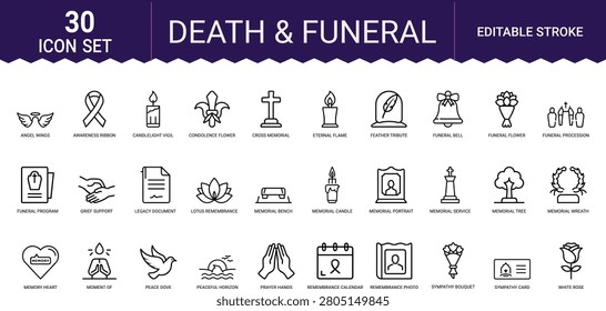 Linear collection for funeral services mourning remembrance objects and sympathy gift cards.