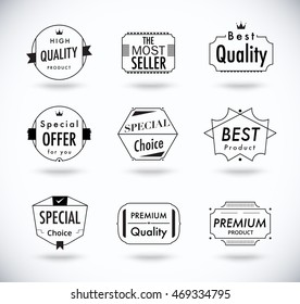 Linear collection of promo seals/stickers. vector illustration