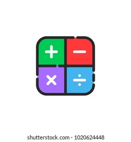 linear color math symbol icon. concept of colored label of schooling for young children. flat minimal trend modern logotype graphic design on white