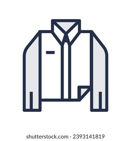 Linear color pictogram of classic collared shirt. Casual clothes and shoes. Wardrobe item to create modern fashionable look. Simple outline stroke vector symbol isolated on white background