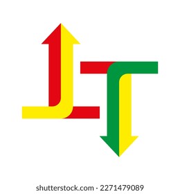 Linear colored connected arrows. Business success strategy. Vector illustration.