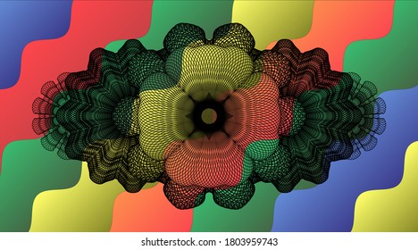 Linear Colorful candy multicolored realistic emblem. Curvy delicate background. Vector illustration. 