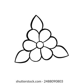 linear coloring triangular flower decorative outline, vector illustration