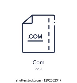 Linear com icon from File type outline collection. Thin line com icon vector isolated on white background. com trendy illustration