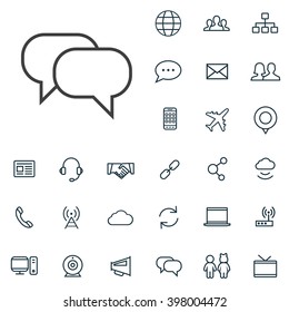 Linear communication icons set. Universal communication icon to use in web and mobile UI, communication basic UI elements set