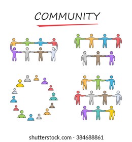 Linear community symbol. Vector icons set for the community. Outline community logo. Vector people community.