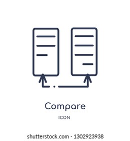 Linear compare icon from Human resources outline collection. Thin line compare icon isolated on white background. compare trendy illustration