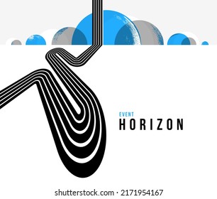 Linear Composition Vector Road To Horizon, Abstract Background With Lines In 3D Perspective, Optical Illusion Op Art, Black And Blue Colors.