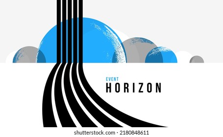 Linear Composition Vector Road To Horizon, Abstract Background With Lines In 3D Perspective, Optical Illusion Op Art, Black And Blue Colors.