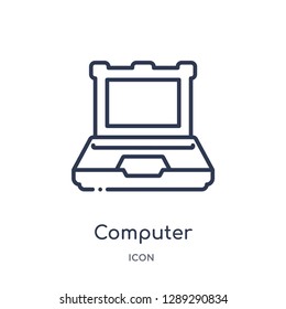 Linear computer icon from Army and war outline collection. Thin line computer vector isolated on white background. computer trendy illustration