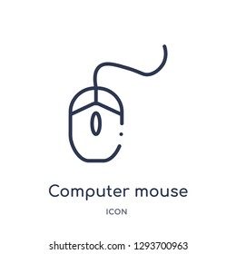 Linear computer mouse icon from Edit outline collection. Thin line computer mouse icon vector isolated on white background. computer mouse trendy illustration