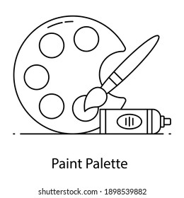 
Lineares Konzeptsymbol der Farbpalette, Kunstwerkzeuge