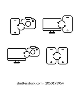 vector de diseño de colección de iconos de dispositivo conectado lineal