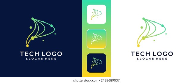 Conexión lineal de la letra inicial P diseño vectorial plantillas de logotipo