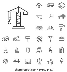 Linear construction icons set. Universal construction icon to use in web and mobile UI, construction basic UI elements set