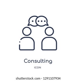 Linear consulting icon from Business and analytics outline collection. Thin line consulting vector isolated on white background. consulting trendy illustration