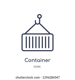 Linear container icon from Delivery and logistic outline collection. Thin line container icon vector isolated on white background. container trendy illustration