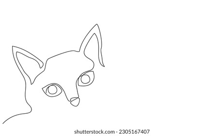 Linear continuous drawing of a cat muzzle, vector illustration