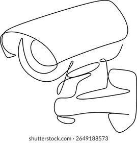 Linear continuous drawing of surveillance camera hand drawn without artificial intelligence