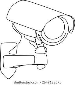 Desenho contínuo linear de câmera de vigilância desenhado à mão sem inteligência artificial
