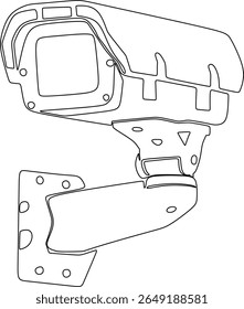 Linear continuous drawing of surveillance camera hand drawn without artificial intelligence