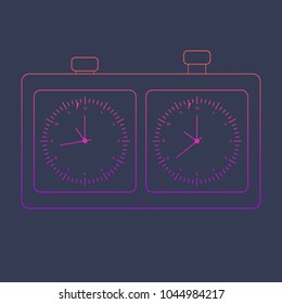 linear contour double timer with a bright gradient on a dark background, for players