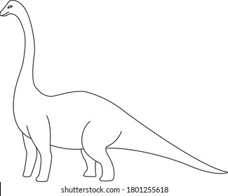 Linear contour
vector image of a dinosaur diplodocus on a transparent background