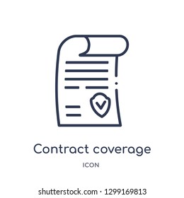 Linear contract coverage icon from Insurance outline collection. Thin line contract coverage icon isolated on white background. contract coverage trendy illustration