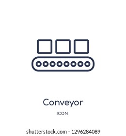 Linear conveyor icon from Delivery and logistic outline collection. Thin line conveyor icon vector isolated on white background. conveyor trendy illustration