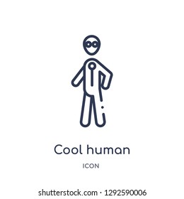 Linear cool human icon from Feelings outline collection. Thin line cool human icon vector isolated on white background. cool human trendy illustration