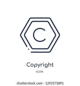 Linear copyright icon from Content outline collection. Thin line copyright icon vector isolated on white background. copyright trendy illustration