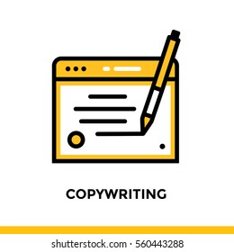 Linear copywriting icon for startup business. Pictogram in outline style. Vector flat line icon suitable for mobile apps, websites and presentation 