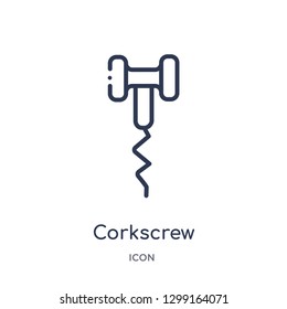 Linear corkscrew icon from Kitchen outline collection. Thin line corkscrew icon isolated on white background. corkscrew trendy illustration