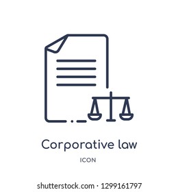 Linear corporative law icon from Law and justice outline collection. Thin line corporative law icon isolated on white background. corporative law trendy illustration