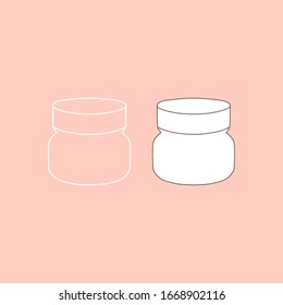 Linear cosmetic cream pack with lid for cosmetic product. Cosmetic. Vector illustration.