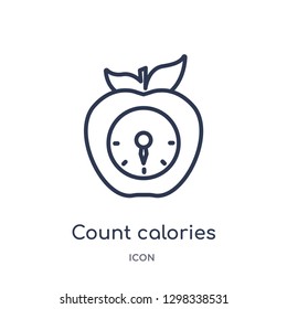 Linear count calories icon from General outline collection. Thin line count calories icon isolated on white background. count calories trendy illustration
