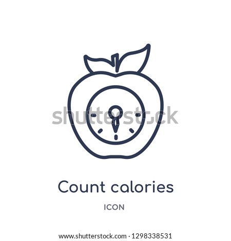 Linear count calories icon from General outline collection. Thin line count calories icon isolated on white background. count calories trendy illustration
