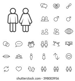 Linear couple icons set. Universal couple icon to use in web and mobile UI, couple basic UI elements set